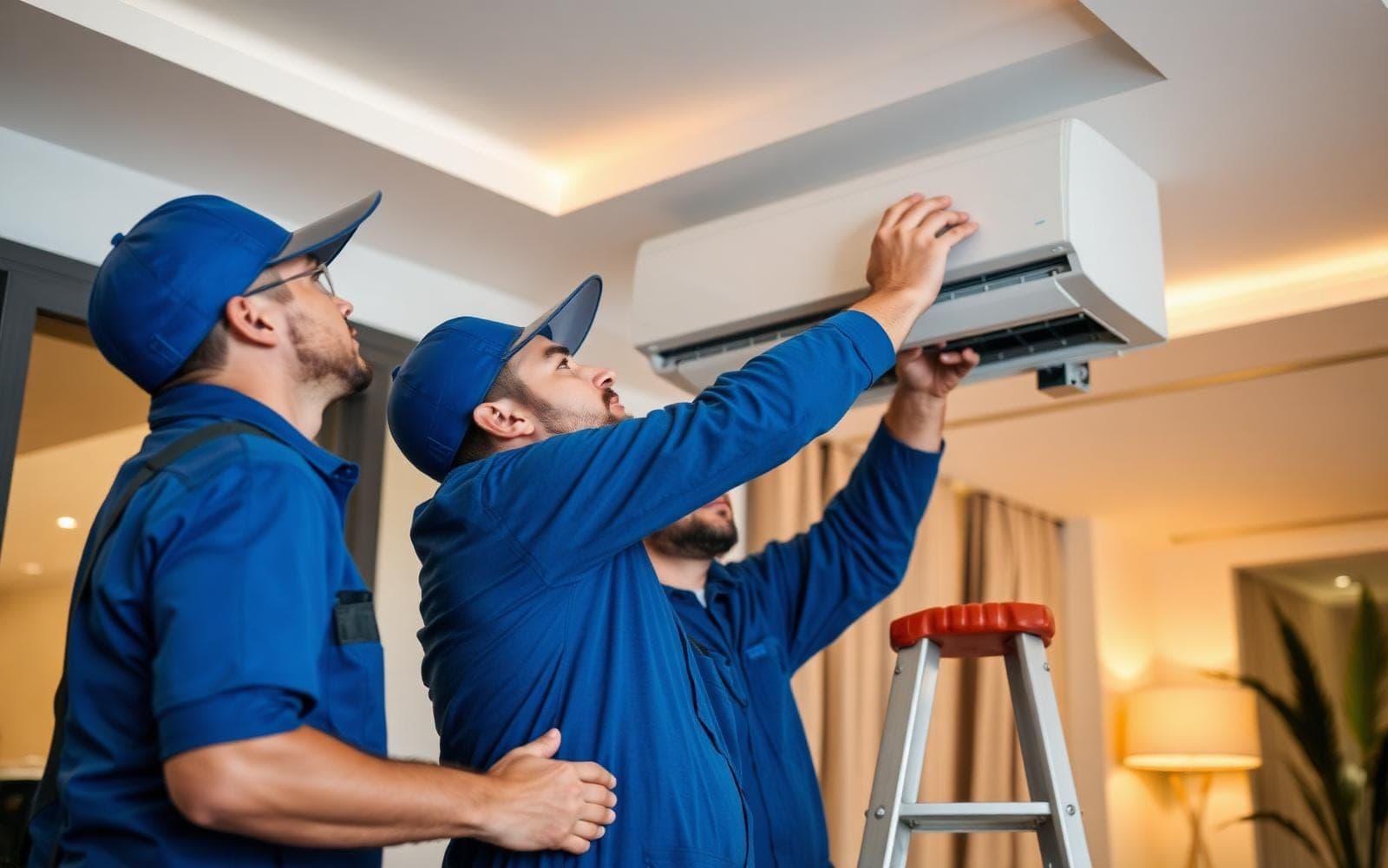 Dubai maintenance team fixing AC
